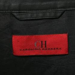 CH Carolina Herrera Black Gabardine Windbreaker Bomber Jacket L