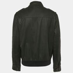 CH Carolina Herrera Black Gabardine Windbreaker Bomber Jacket L