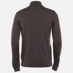 Pre Owned Boss By Hugo Boss Brown Full Sleeve Zip-Up Cardigan M