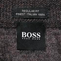 Pre Owned Boss By Hugo Boss Brown Full Sleeve Zip-Up Cardigan M
