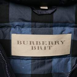 Burberry Brit Navy Blue Nylon Hooded Down Vest M