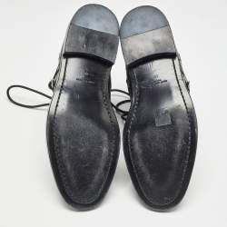 Pre Owned Saint Laurent Black Leather Buckle Detail Ankle Boots Size 40