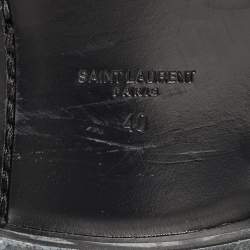 Pre Owned Saint Laurent Black Leather Buckle Detail Ankle Boots Size 40