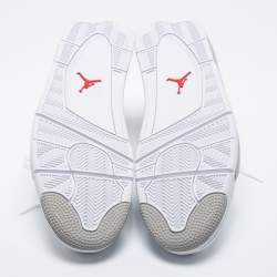 Pre Owned Air Jordan 4 Retro 'White Oreo' Leather Lace Up Sneakers Size 49.5