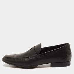 Tod's Black Leather Penny Slip On Loafers Size 41.5