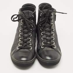 Louis Vuitton Damier Graphite Fabric and Suede Trim Zip Up High Top Sneakers Size 41