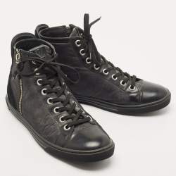 Louis Vuitton Damier Graphite Fabric and Suede Trim Zip Up High Top Sneakers Size 41
