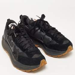 SACAI X Nike Vaporwaffle Black Nylon and Suede Gum Athletic Sneakers Size 43