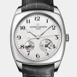 Vacheron Constantin Silver 18K White Gold Alligator Leather Harmony Dual Time 7810S/000G-B142 Men's Wristwatch 40 mm
