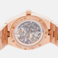 Pre Owned Vacheron Constantin Overseas Tourbillon 6000V/110R-B934 Automatic Rose Gold Blue Dial Men's Wristwatch 42.5mm