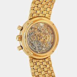 Pre Owned Vacheron Constantin Patrimony 47100/236J-3 Manual Winding Skeleton 18K Yellow Gold Men’s Wristwatch 38 mm