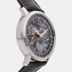 Pre Owned Pre-Owned Vacheron Constantin Traditionnelle Complete Calendar Openface 4020T/000G-B655  Grey Automatic 18k White Gold Men's Wristwatch 41 mm