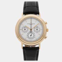 مملوكة مسبقًا Vacheron Constantin Patrimony 49003/000J-7871 Automatic Chronograph White Dial 18k Yellow Gold Men's Wristwatch 38mm