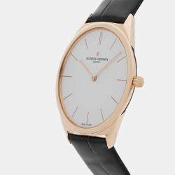 مملوكة مسبقًا Vacheron Constantin Historiques Ultra Fine 33155/000R-9588 Manual Winding Silver Dial 18k Rose Gold Wristwatch 36mm