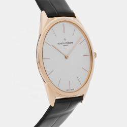 مملوكة مسبقًا Vacheron Constantin Historiques Ultra Fine 33155/000R-9588 Manual Winding Silver Dial 18k Rose Gold Wristwatch 36mm