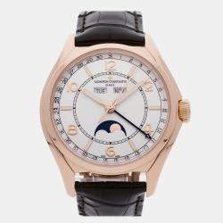 Pre Owned Pre-Owned Vacheron Constantin Fiftysix Complete Calendar 4000E/000R-B438 Silver Automatic 18k Rose Gold Men's Wristwatch 40 MM