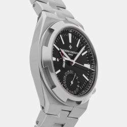 Pre Owned ساعة يد رجالية فاشرون كونستانتين أوفرسيز دوال تايم 7900V/110A-B546 تلقائية سودا ء فولاذ مقاوم للصدأ ممُلكة مسبقاً 41 ملم