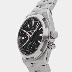 Pre Owned ساعة يد رجالية فاشرون كونستانتين أوفرسيز دوال تايم 7900V/110A-B546 تلقائية سوداء فولاذ مقاوم للصدأ ممُلكة مسبقاً 41 ملم