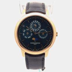 Pre Owned Vacheron Constantin Patrimony Perpetual Calendar Ultra Thin 43175/000R-B519 Blue 18K Rose Gold Automatic Men's Wristwatch 41mm