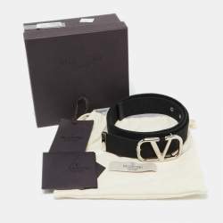 Valentino Black Canvas VLogo Belt 85CM