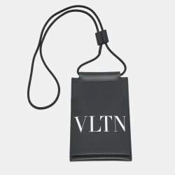 مملوكة مسبقًا Valentino VLTN Black Leather Phone Lanyard 