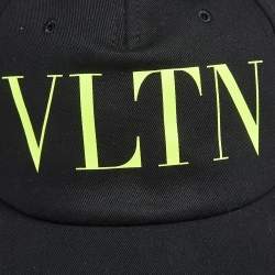 Pre Owned Valentino Black VLTN Print Cotton Baseball Cap Size 60
