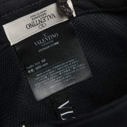 Pre Owned Valentino Black VLTN Print Cotton Baseball Cap Size 60