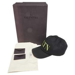 Pre Owned Valentino Black VLTN Print Cotton Baseball Cap Size 60