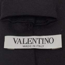 Pre Owned Valentino Black Silk Wool Skinny Tie
