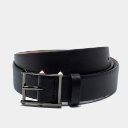 Valentino Black Leather Rockstud Buckle Belt 95 CM