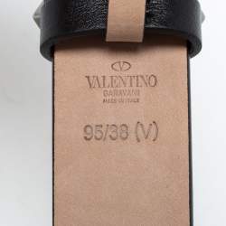 Valentino Black Leather Rockstud Buckle Belt 95 CM
