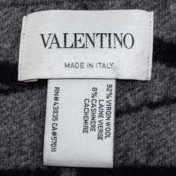 Valentino Black/Grey VLTN Printed Wool and Cashmere Scarf