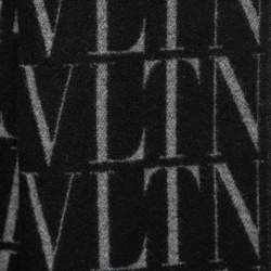 Valentino Black/Grey VLTN Printed Wool and Cashmere Scarf