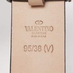Valentino Black Leather Rockstud Buckle Belt 95CM
