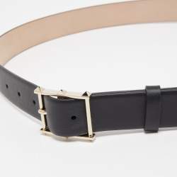Valentino Black Leather Rockstud Buckle Belt 95CM