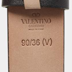 Valentino Black Leather Rockstud Buckle Belt 90CM