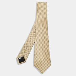 Pre Owned Valentino Yellow Printed Silk Tie