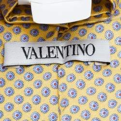 Pre Owned Valentino Yellow Printed Silk Tie
