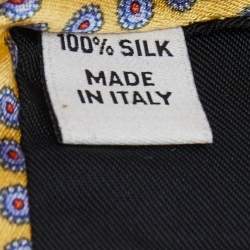 Pre Owned Valentino Yellow Printed Silk Tie