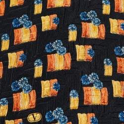 Pre Owned Valentino Black Floral Print Silk Traditional Tie
