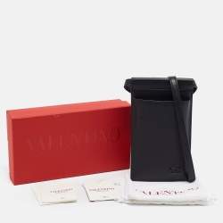 Valentino Black Leather Mini VLogo Phone Case