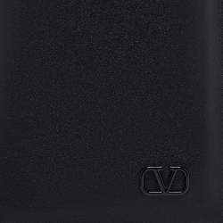 Valentino Black Leather Mini VLogo Phone Case