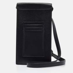 Valentino Black Leather Mini VLogo Phone Case
