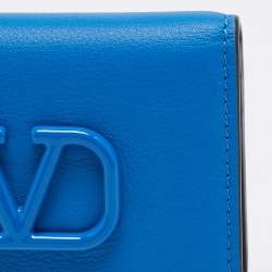 Valentino Blue Leather VLogo Signature Card Holder