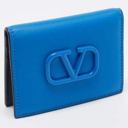 Valentino Blue Leather VLogo Signature Card Holder