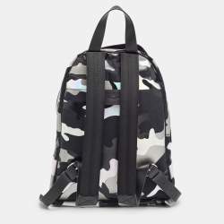 Valentino Black/Metallic Camouflage Fabric and Leather VLogo Backpack