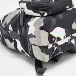 Valentino Black/Metallic Camouflage Fabric and Leather VLogo Backpack