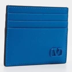 Pre Owned Valentino Blue Leather VLogo Card Holder