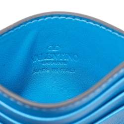 Pre Owned Valentino Blue Leather VLogo Card Holder