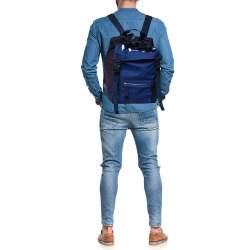 Pre Owned Valentino Navy Blue/Purple Nylon and Suede VLTN Backpack